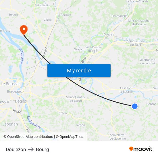 Doulezon to Bourg map