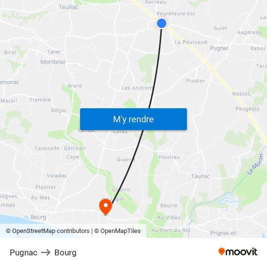 Pugnac to Bourg map