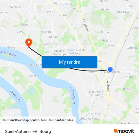 Saint-Antoine to Bourg map