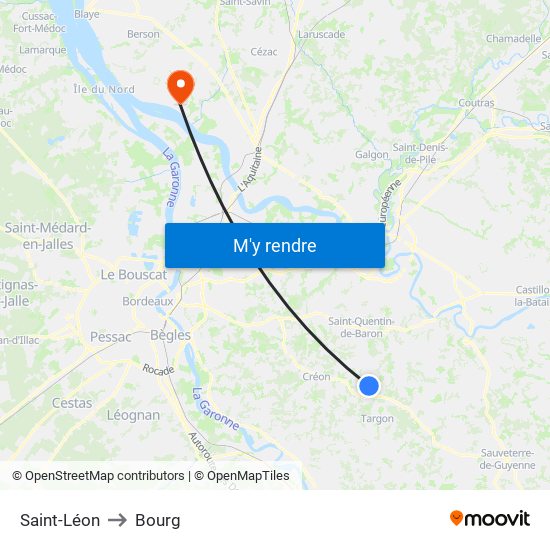 Saint-Léon to Bourg map