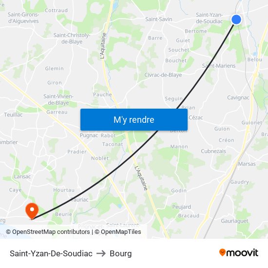 Saint-Yzan-De-Soudiac to Bourg map