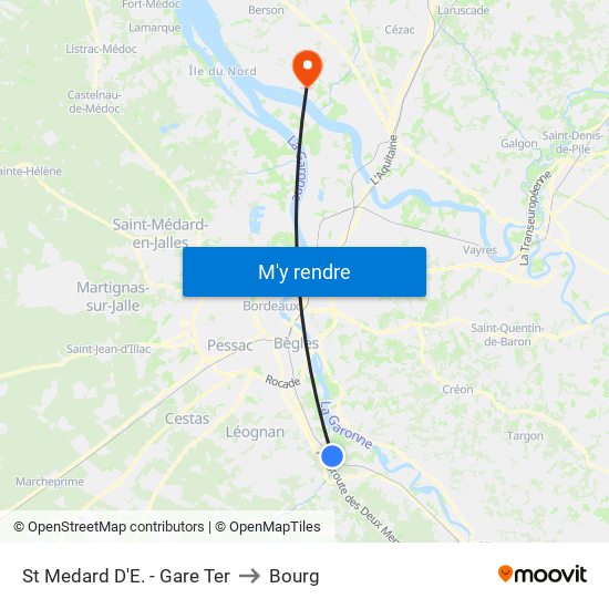 St Medard D'E. - Gare Ter to Bourg map