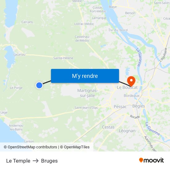 Le Temple to Bruges map