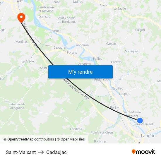 Saint-Maixant to Cadaujac map