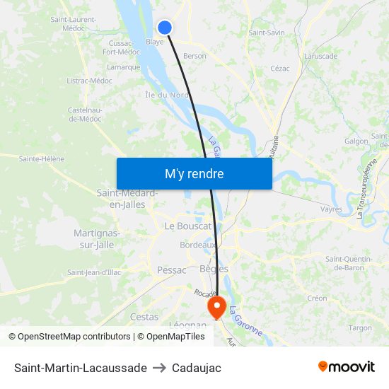 Saint-Martin-Lacaussade to Cadaujac map