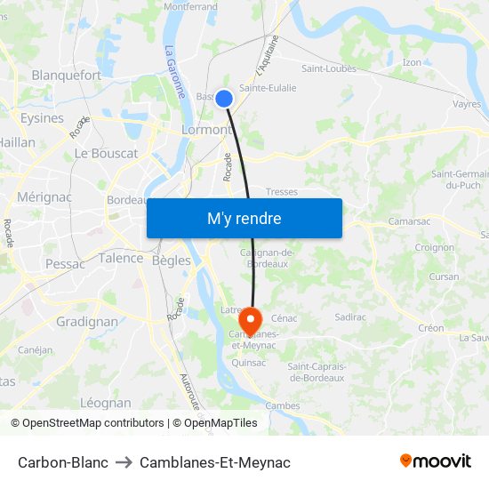 Carbon-Blanc to Camblanes-Et-Meynac map