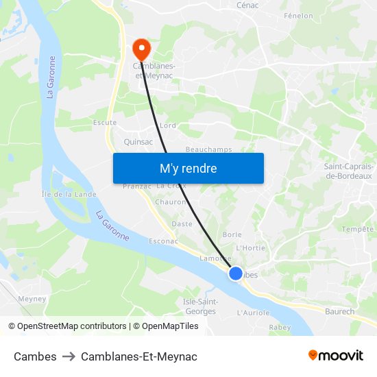 Cambes to Camblanes-Et-Meynac map