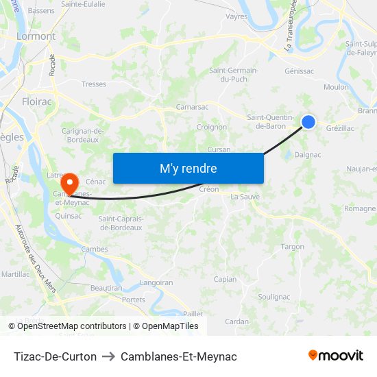 Tizac-De-Curton to Camblanes-Et-Meynac map