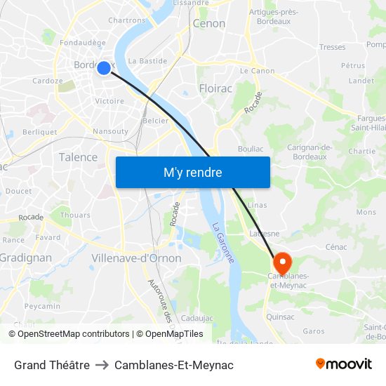 Grand Théâtre to Camblanes-Et-Meynac map