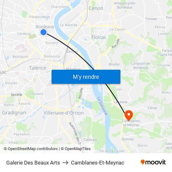 Galerie Des Beaux Arts to Camblanes-Et-Meynac map