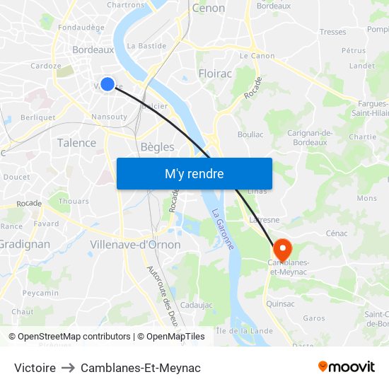 Victoire to Camblanes-Et-Meynac map