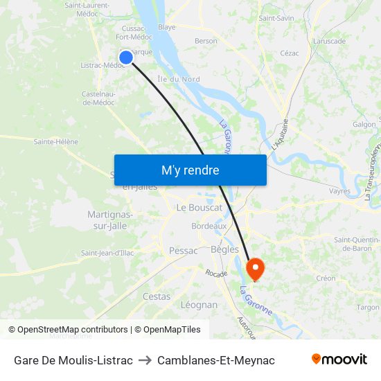 Gare De Moulis-Listrac to Camblanes-Et-Meynac map