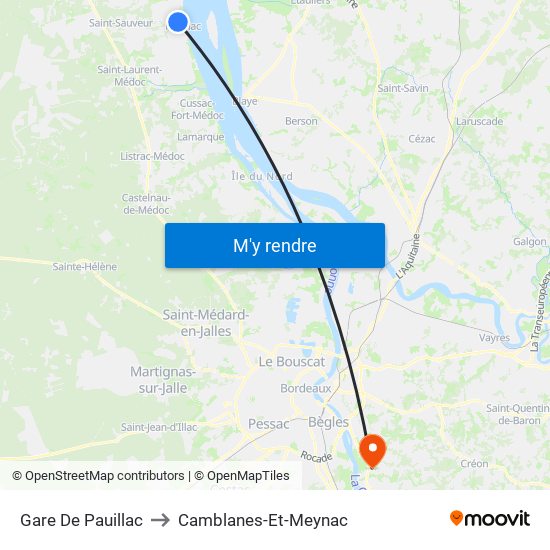 Gare De Pauillac to Camblanes-Et-Meynac map