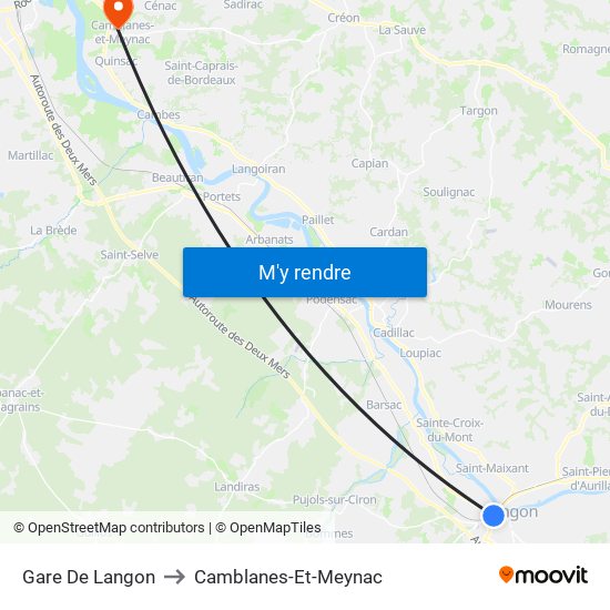 Gare De Langon to Camblanes-Et-Meynac map