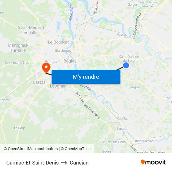 Camiac-Et-Saint-Denis to Canejan map