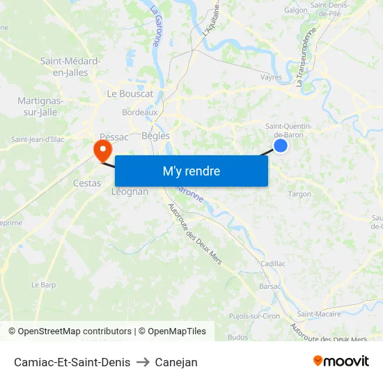 Camiac-Et-Saint-Denis to Canejan map