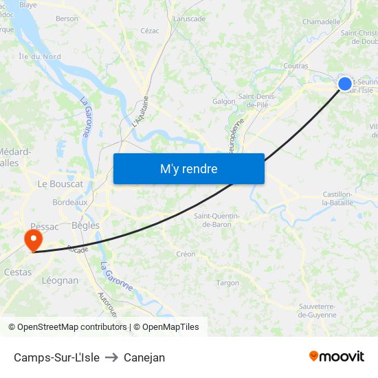 Camps-Sur-L'Isle to Canejan map