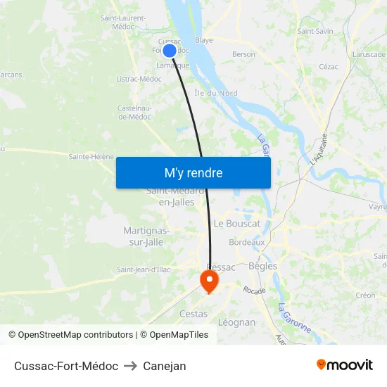 Cussac-Fort-Médoc to Canejan map