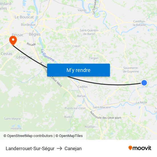 Landerrouet-Sur-Ségur to Canejan map