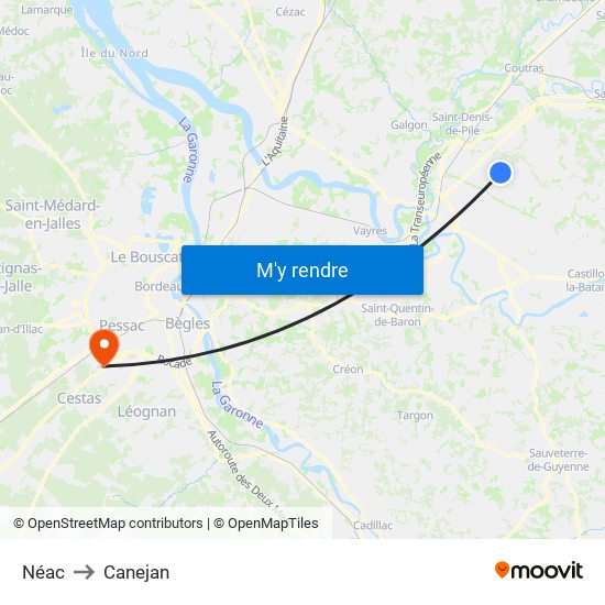 Néac to Canejan map