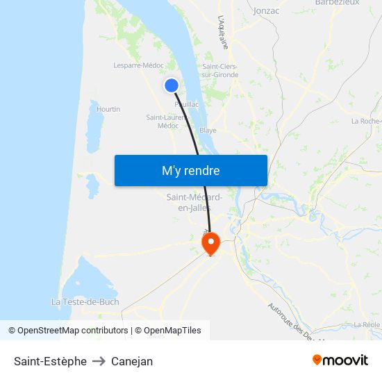 Saint-Estèphe to Canejan map