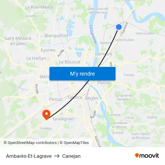 Ambarès-Et-Lagrave to Canejan map