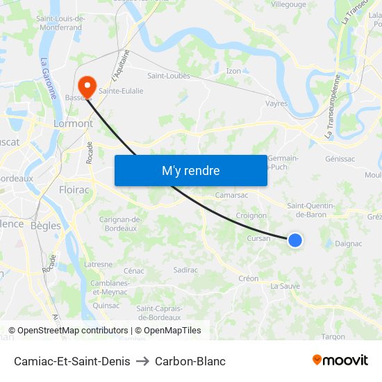 Camiac-Et-Saint-Denis to Carbon-Blanc map