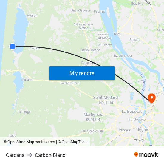 Carcans to Carbon-Blanc map
