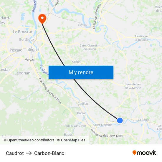 Caudrot to Carbon-Blanc map