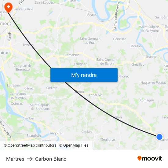 Martres to Carbon-Blanc map