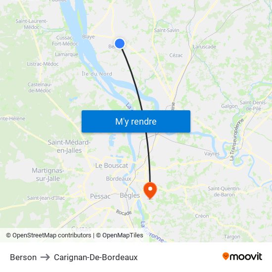 Berson to Carignan-De-Bordeaux map