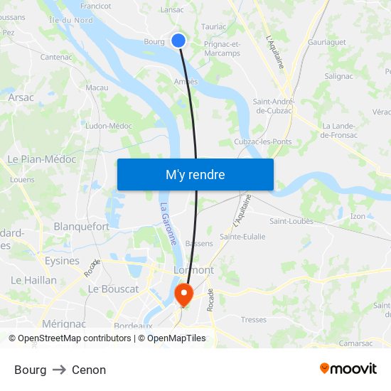 Bourg to Cenon map