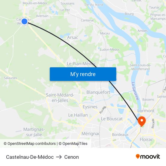 Castelnau-De-Médoc to Cenon map