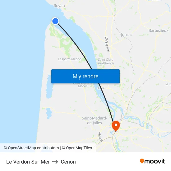 Le Verdon-Sur-Mer to Cenon map
