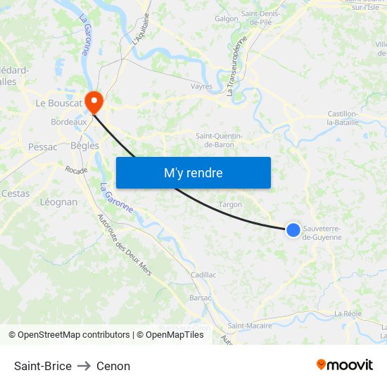 Saint-Brice to Cenon map