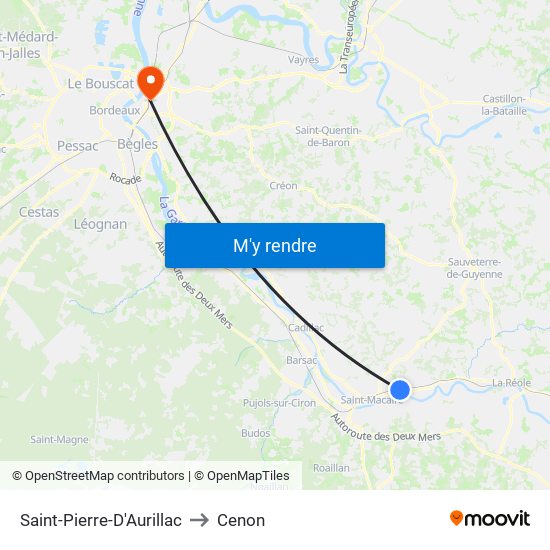Saint-Pierre-D'Aurillac to Cenon map