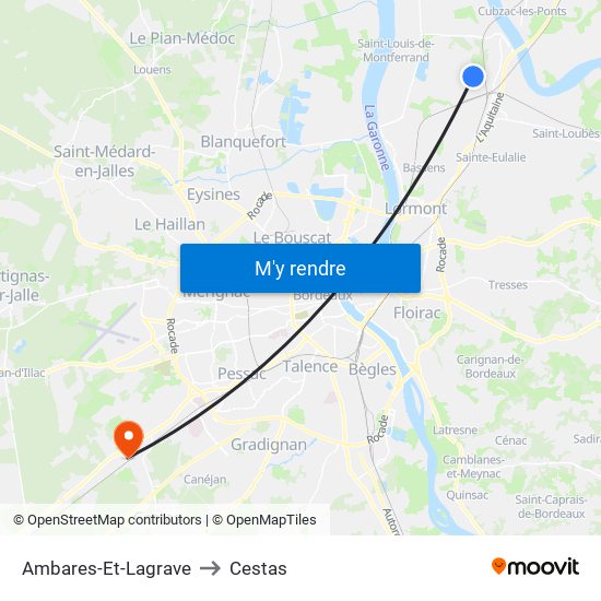 Ambares-Et-Lagrave to Cestas map