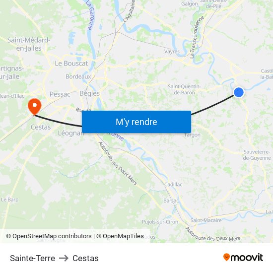 Sainte-Terre to Cestas map