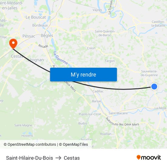 Saint-Hilaire-Du-Bois to Cestas map