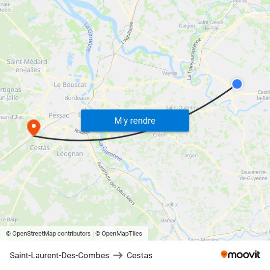 Saint-Laurent-Des-Combes to Cestas map