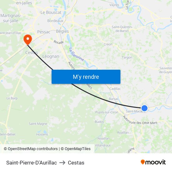Saint-Pierre-D'Aurillac to Cestas map