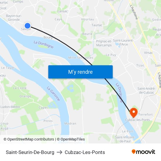 Saint-Seurin-De-Bourg to Cubzac-Les-Ponts map