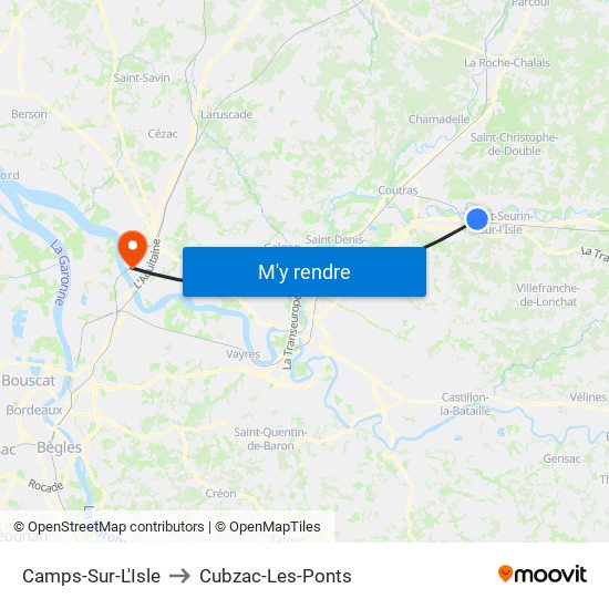 Camps-Sur-L'Isle to Cubzac-Les-Ponts map