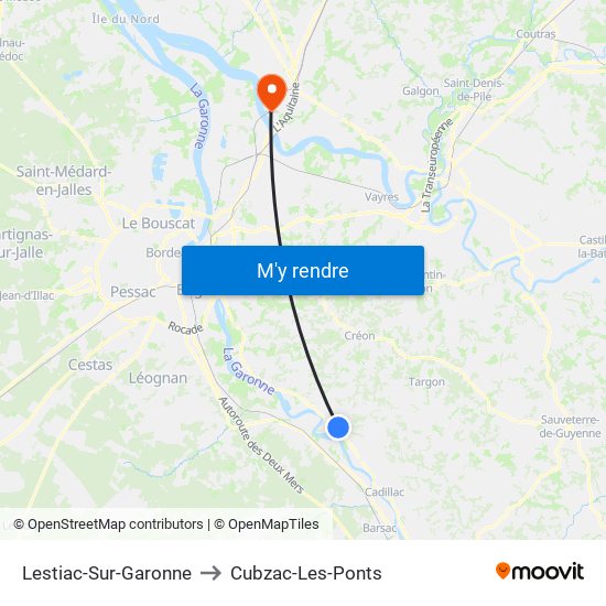 Lestiac-Sur-Garonne to Cubzac-Les-Ponts map