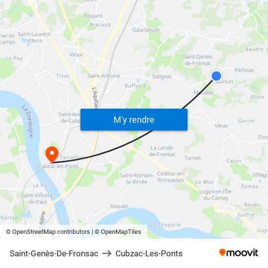 Saint-Genès-De-Fronsac to Cubzac-Les-Ponts map