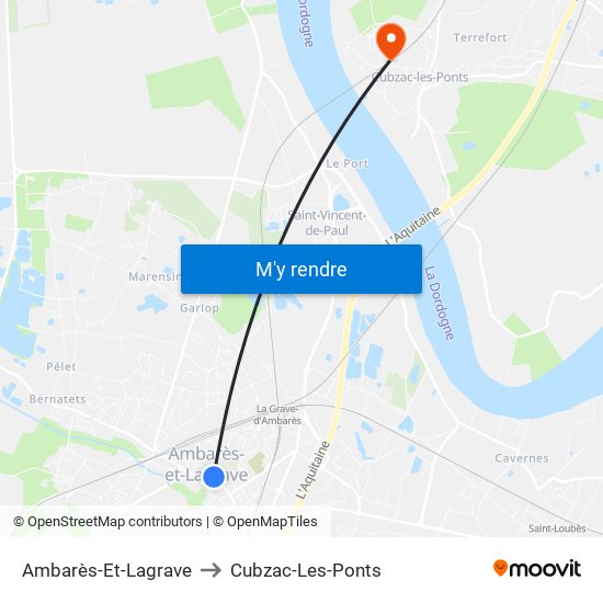 Ambarès-Et-Lagrave to Cubzac-Les-Ponts map