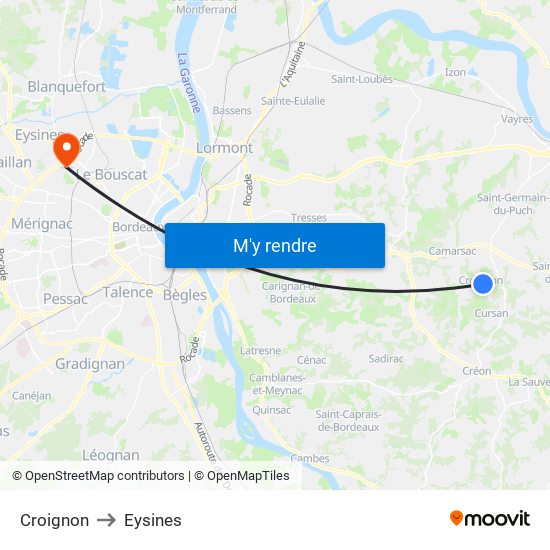 Croignon to Eysines map