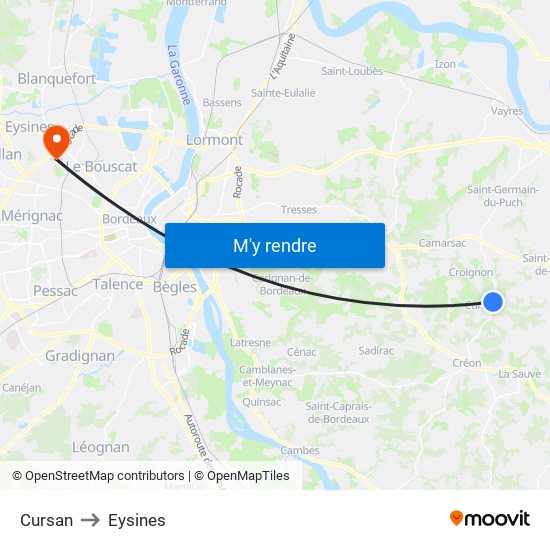 Cursan to Eysines map
