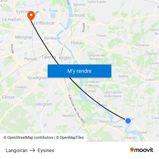 Langoiran to Eysines map