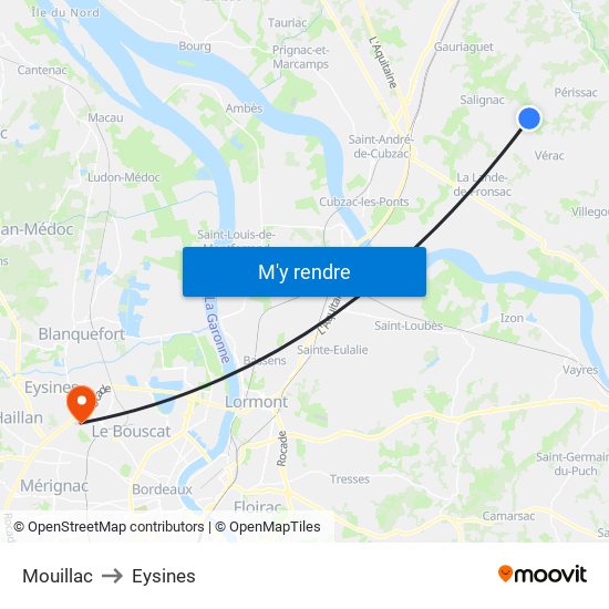 Mouillac to Eysines map